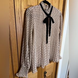 Flowy Blush and Black Dot Max Studio Blouse